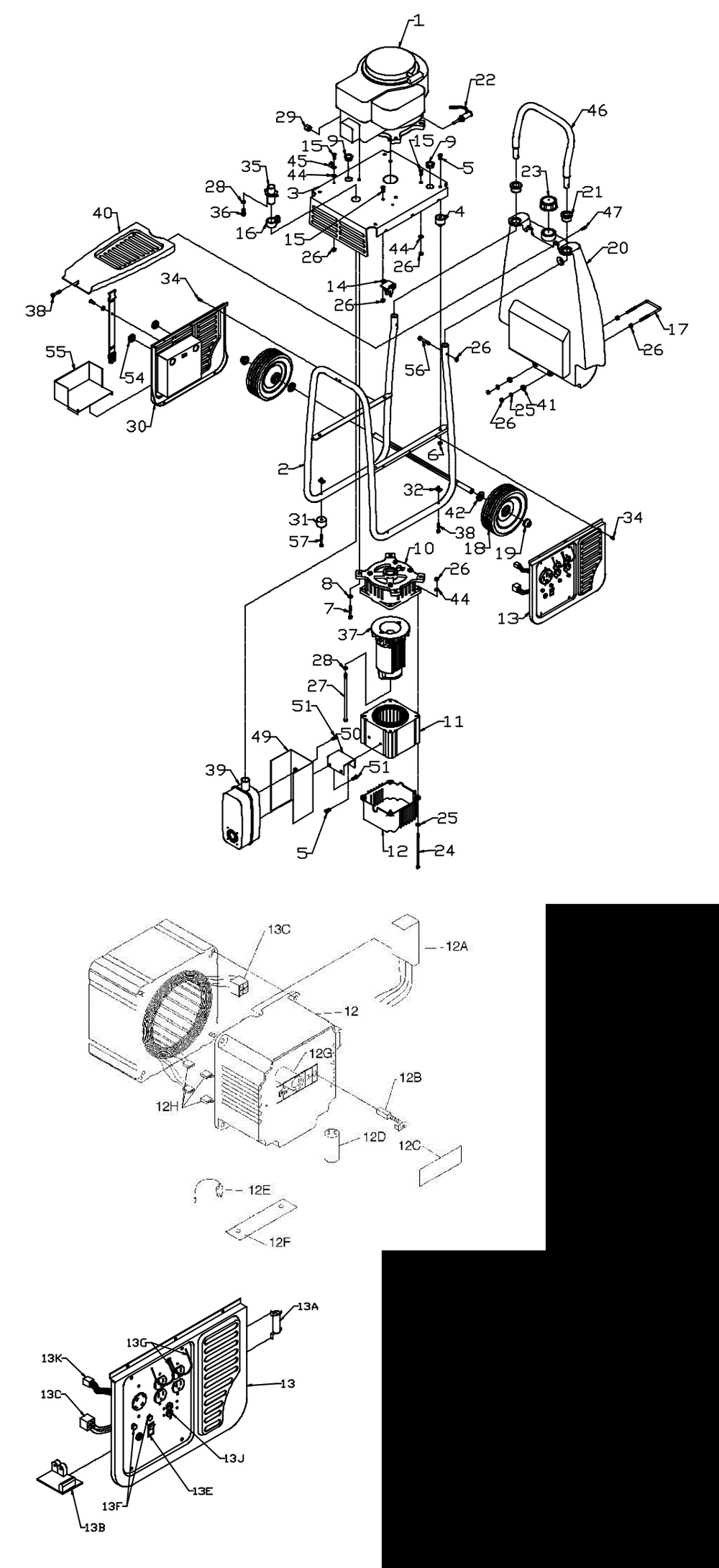 Section_1 Diagram and Parts List for PC055552301  Powermate Generator