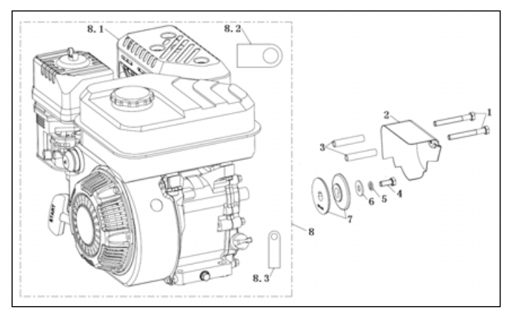 Engine  Top Level Assembly Diagram and Parts List for P-WLE-1639  Powermate Edger