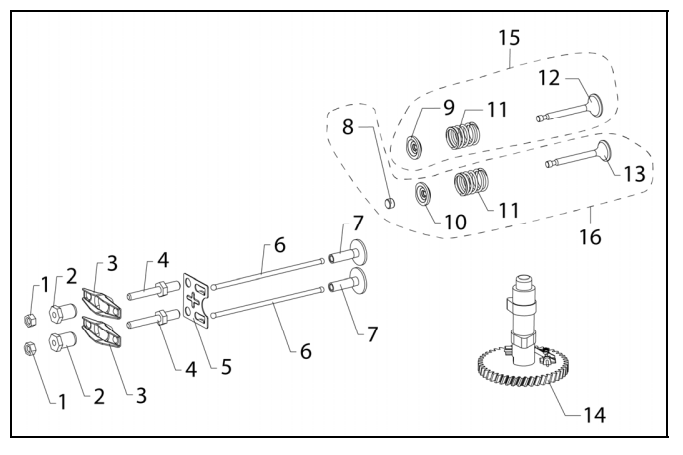 Camshaft Diagram and Parts List for PWFTA17322  Powermate Hedge Trimmer