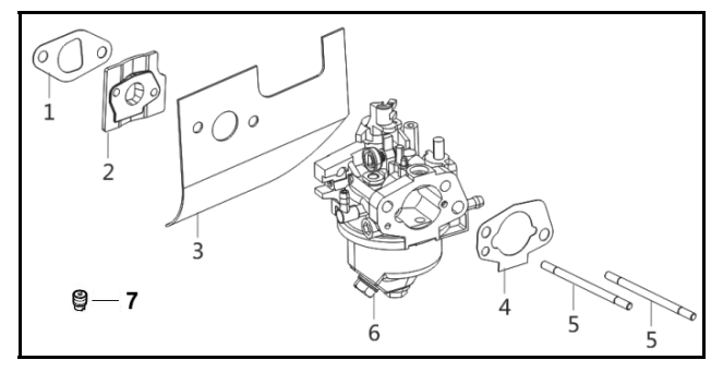 Carburetor Diagram and Parts List for PFTT142  Powermate Tiller