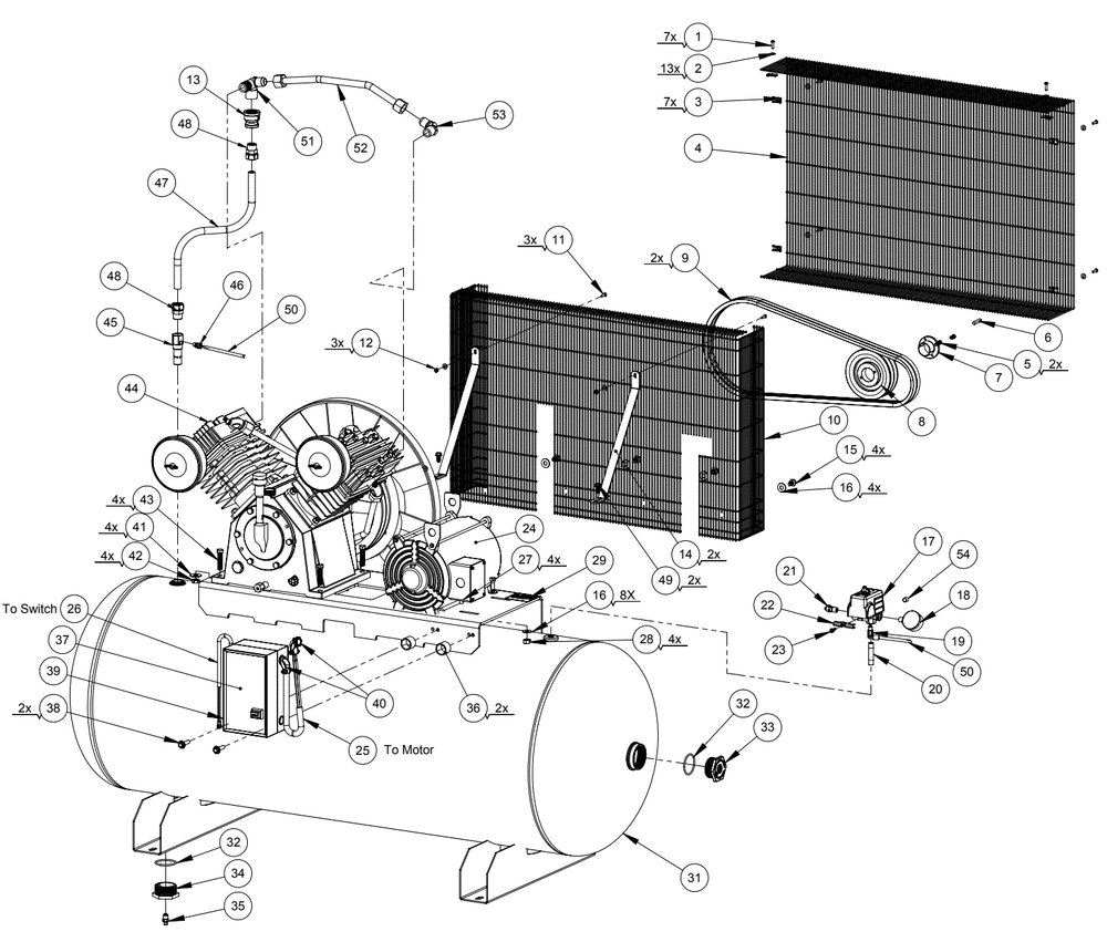 Section_1 Diagram and Parts List for H9919910  Powermate Compressor
