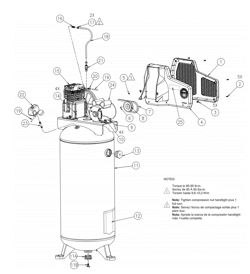 Section_1 Diagram and Parts List for LA370605602  Powermate Compressor