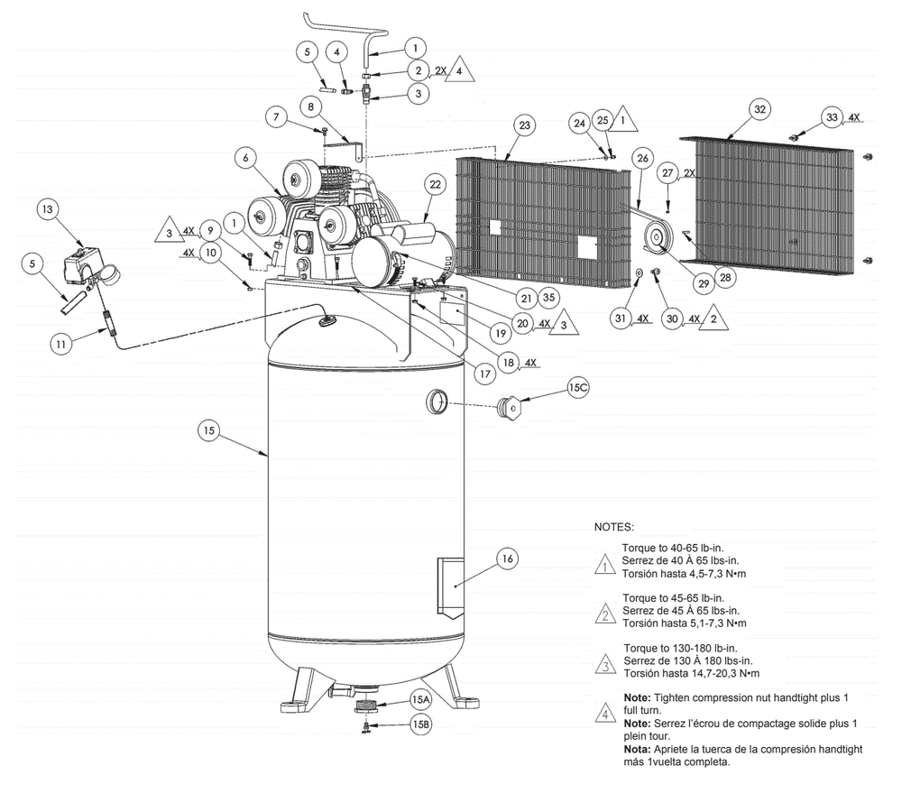 Section_1 Diagram and Parts List for LA4708065  Powermate Compressor