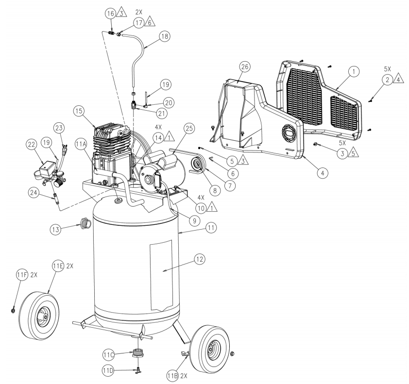 Section_1 Diagram and Parts List for SLA0503054  Powermate Compressor