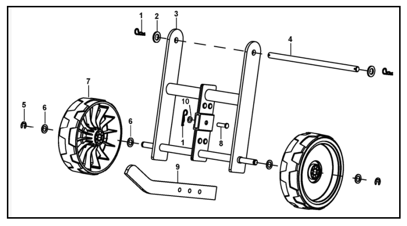 Swing Plate Assembly Diagram and Parts List for PFTT142  Powermate Tiller