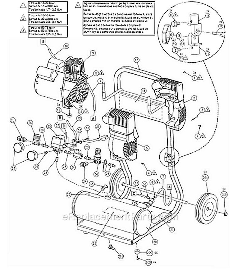 Page A Diagram and Parts List for HC125A  Powermate Compressor