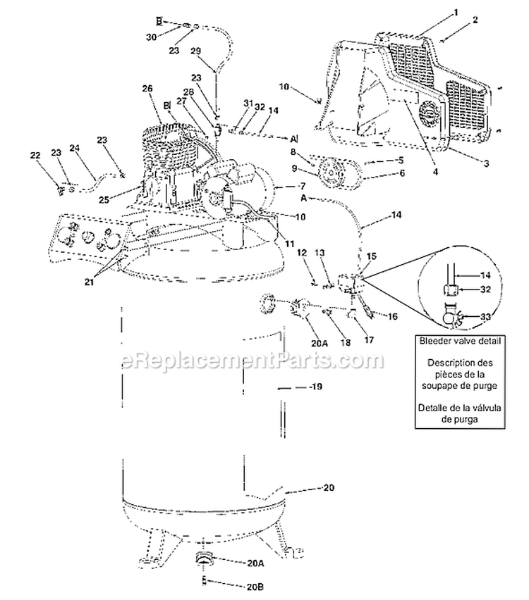 Page A Diagram and Parts List for L7008017  Powermate Compressor