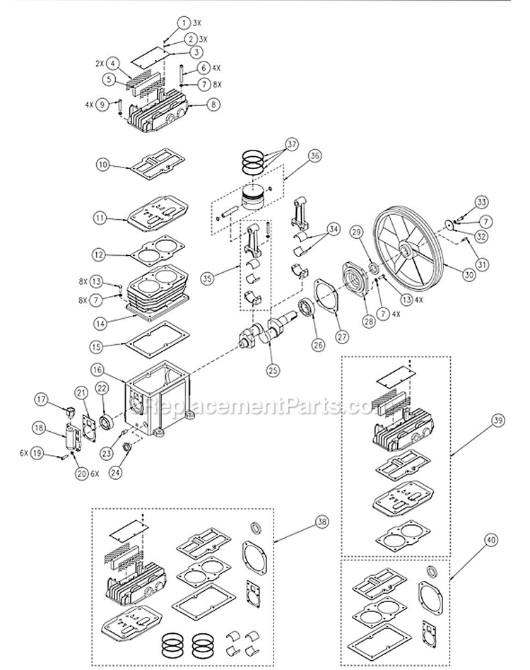 Page B Diagram and Parts List for LA1883054  Powermate Compressor
