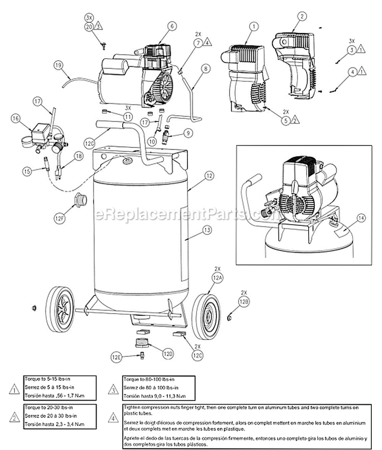 Page A Diagram and Parts List for LA1982012  Powermate Compressor