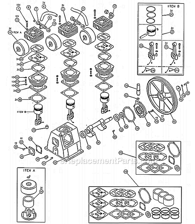 Page B Diagram and Parts List for LA4546065  Powermate Compressor