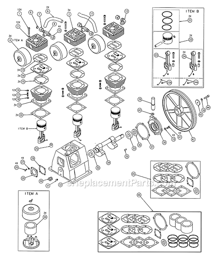 Page B Diagram and Parts List for LA8046065  Powermate Compressor