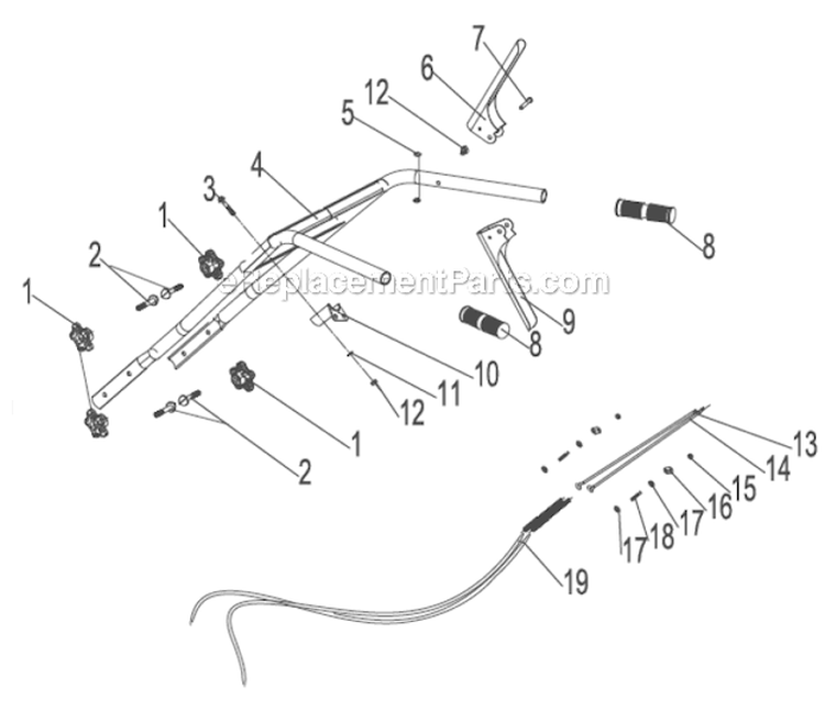 Page K Diagram and Parts List for P-RTT-196MD(E)  Powermate Tiller