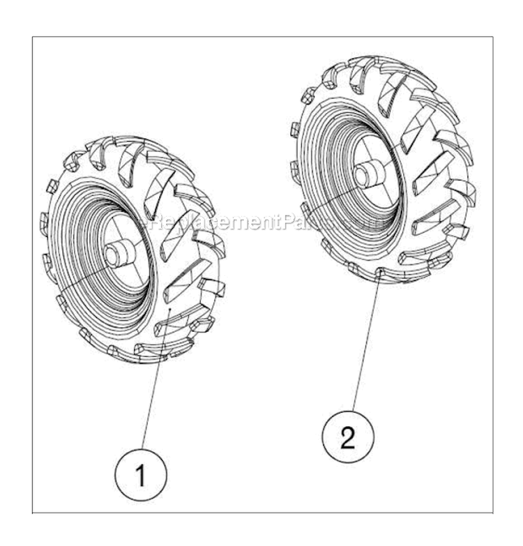 Kit Wheel Assembly Diagram and Parts List for P-RTT-196MD(E)  Powermate Tiller