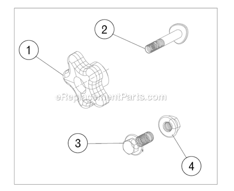 Kit Handle Bar Hardware Assembly Diagram and Parts List for P-RTT-196MD(E)  Powermate Tiller