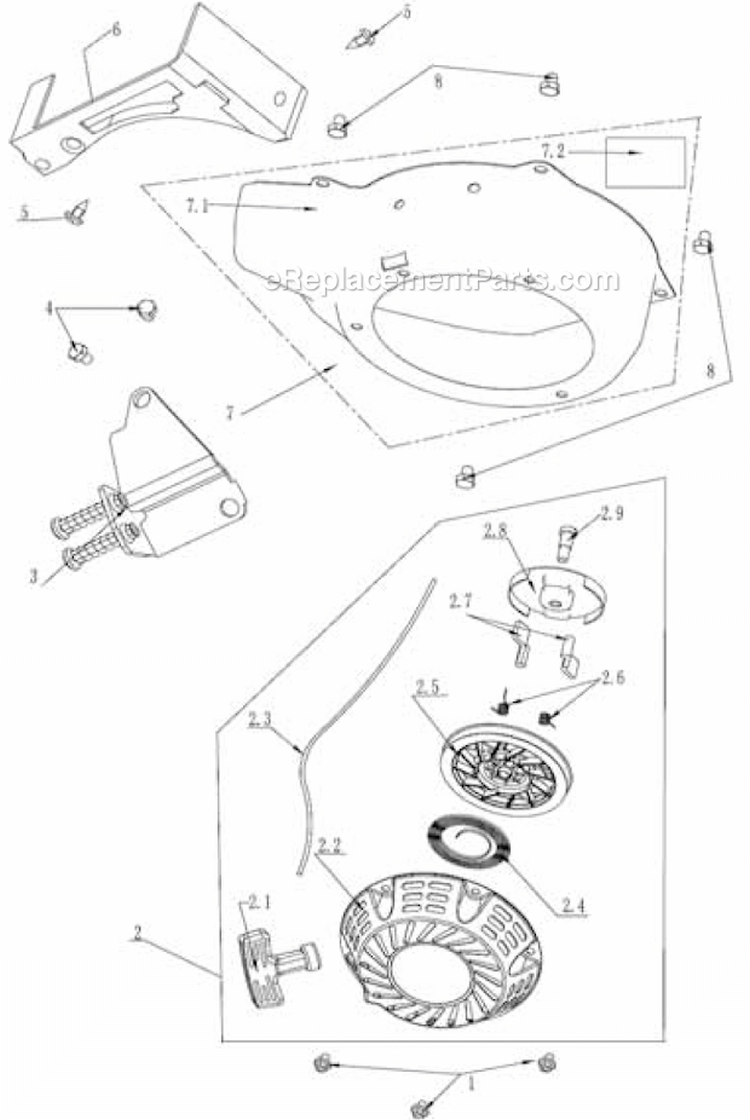 Cylinder Head Diagram and Parts List for P-WLE-0799-F2N  Powermate Edger