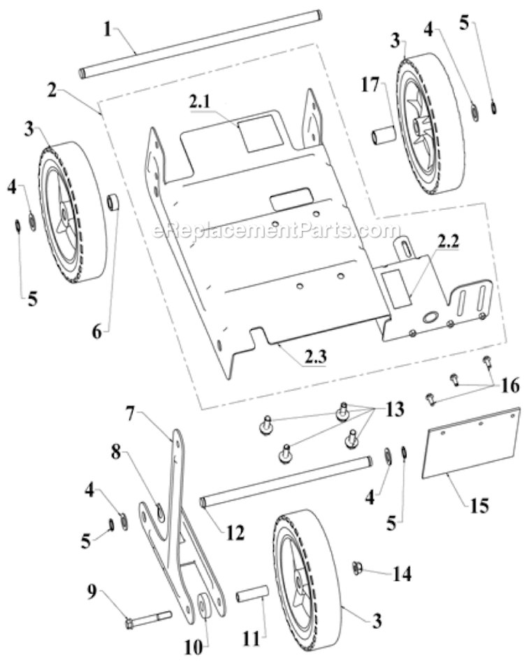 Frame Assembly Diagram and Parts List for P-WLE-0799-F2N  Powermate Edger