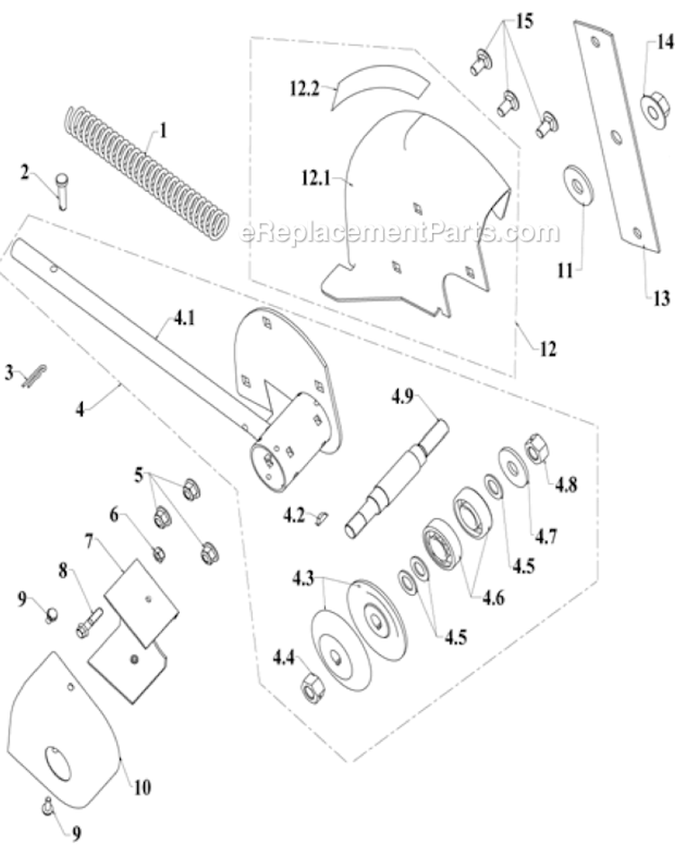Blade Arm Assembly Diagram and Parts List for P-WLE-0799-F2N  Powermate Edger