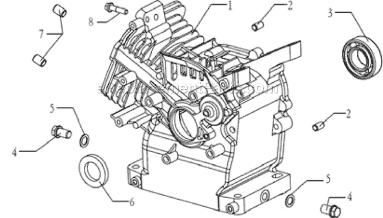 Crankcase Assembly Diagram and Parts List for P-WLE-1639-E  Powermate Edger