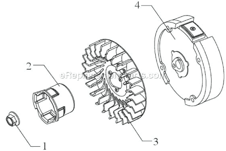 Fly Wheel Assembly Diagram and Parts List for P-WLE-1639-E  Powermate Edger