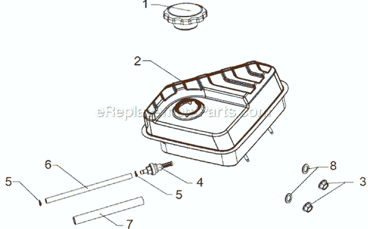 Fuel Tank Assembly Diagram and Parts List for P-WLE-1639-E  Powermate Edger
