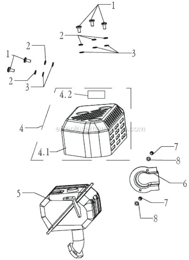 Muffler Assembly Diagram and Parts List for P-WLE-1639-E  Powermate Edger
