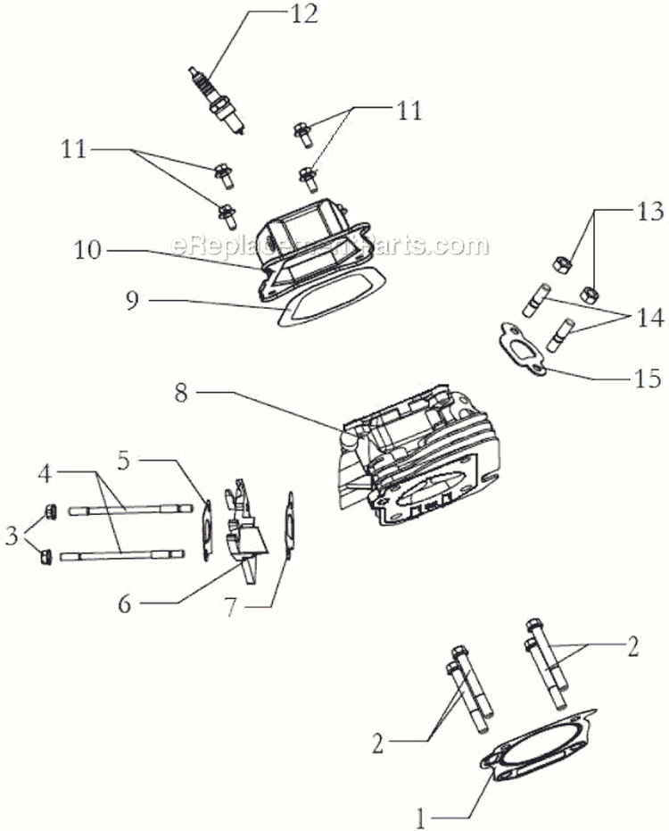 Cylinder Head Assembly Diagram and Parts List for P-WLE-1639-E  Powermate Edger
