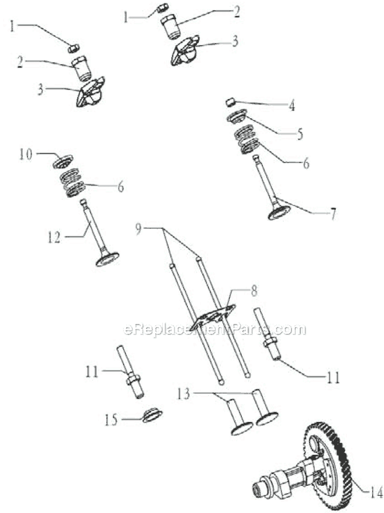 Valve Timing Assembly Diagram and Parts List for P-WLE-1639-E  Powermate Edger
