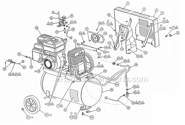 Page A Diagram and Parts List for P559201601  Powermate Compressor