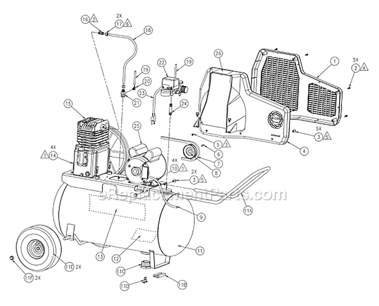 Page A Diagram and Parts List for PA0502054  Powermate Compressor
