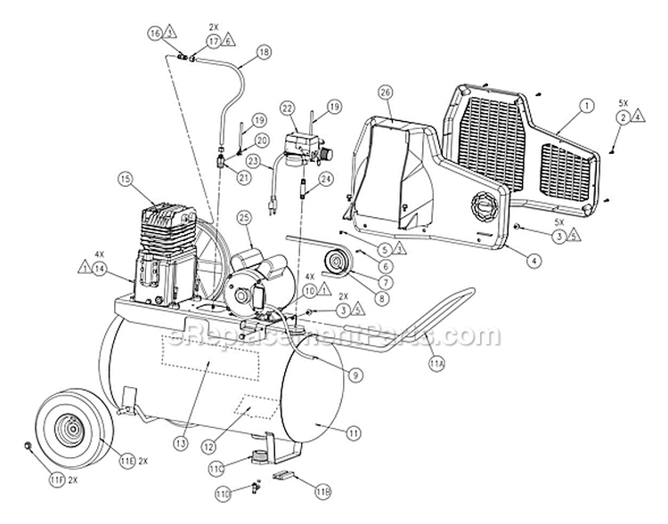 Page A Diagram and Parts List for PA1982054  Powermate Compressor