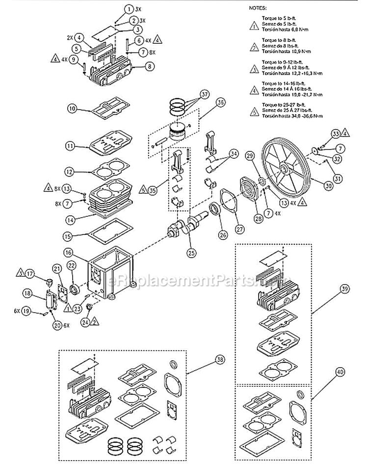 Page B Diagram and Parts List for PA1982054  Powermate Compressor