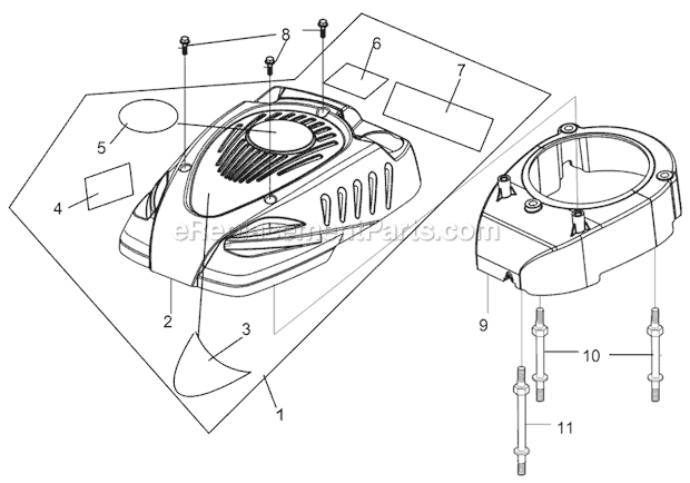 Fan Shield Diagram and Parts List for PFTT150B  Powermate Tiller