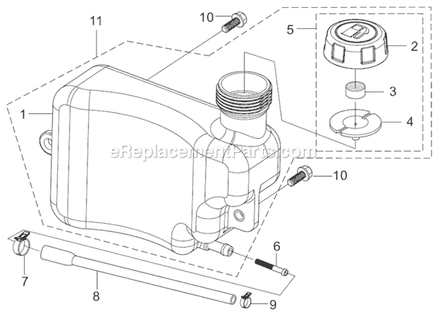 Fuel Tank Diagram and Parts List for PFTT150B  Powermate Tiller