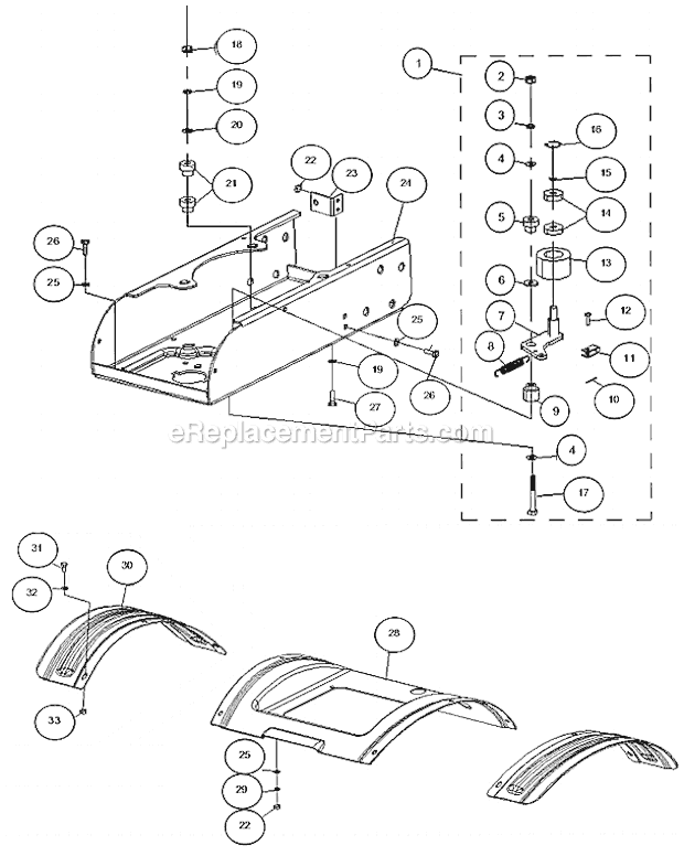 Base Assembly Diagram and Parts List for PFTT150B  Powermate Tiller