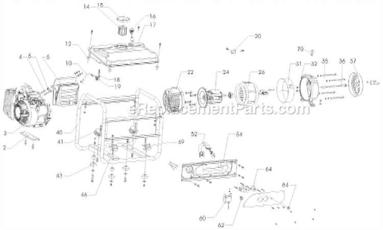 Generator Diagram and Parts List for PM0101400  Powermate Generator