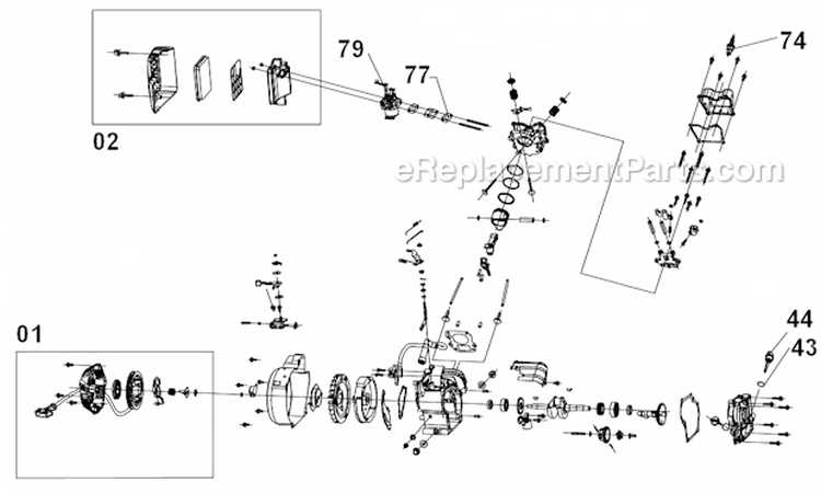 Engine Diagram and Parts List for PM0101400  Powermate Generator