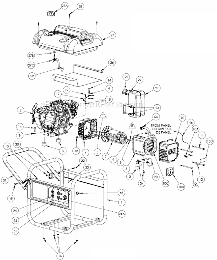 Page A Diagram and Parts List for PM0435003  Powermate Generator