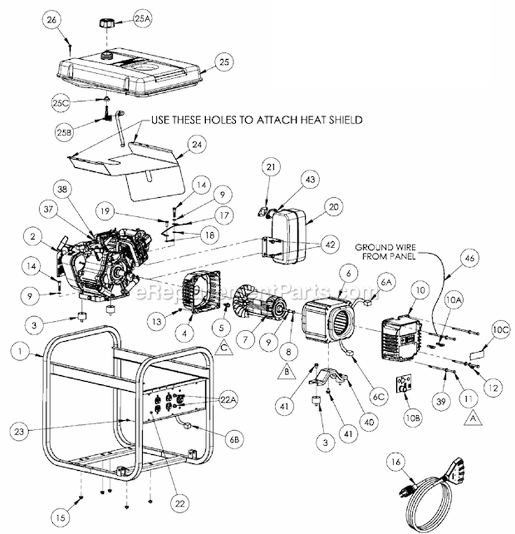Page A Diagram and Parts List for PM0435252  Powermate Generator