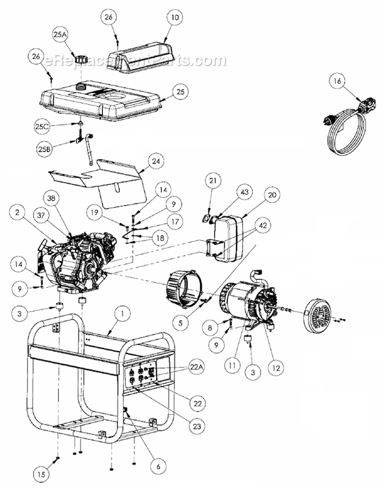 Page A Diagram and Parts List for PM0435255  Powermate Generator