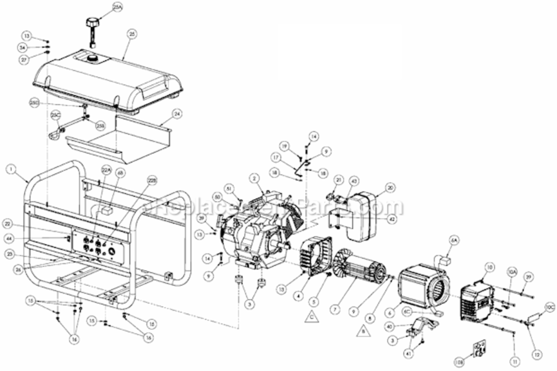 Page A Diagram and Parts List for PM0496500  Powermate Generator