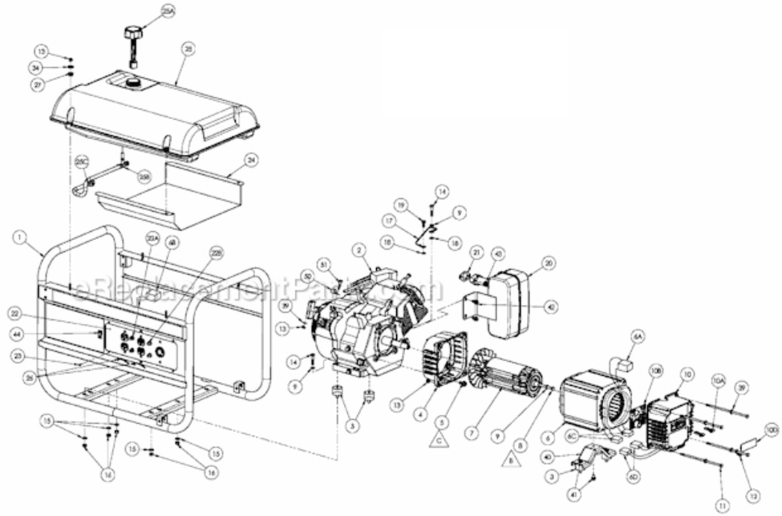 Page A Diagram and Parts List for PM0497000  Powermate Generator