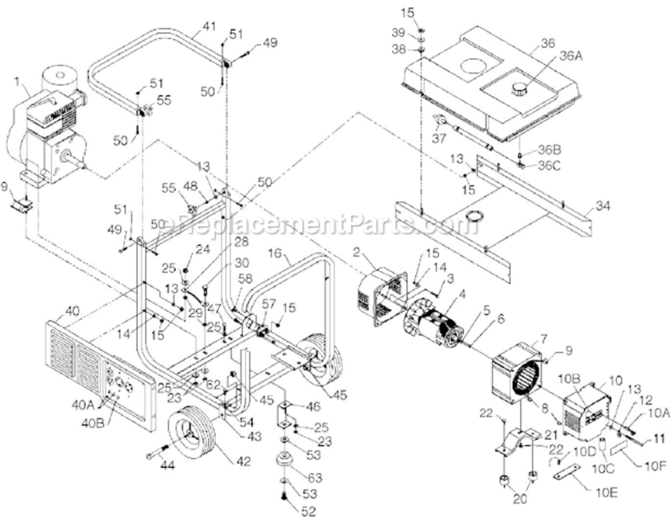 Page A Diagram and Parts List for PM0505602  Powermate Generator