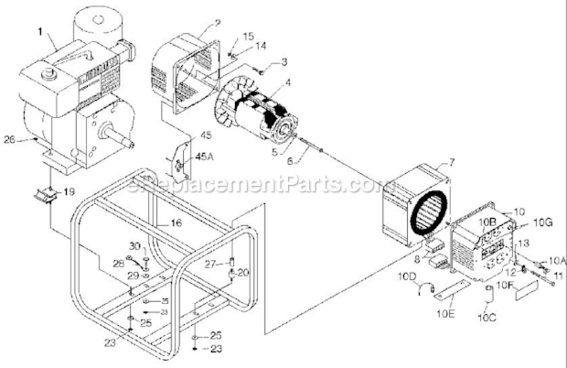 Page A Diagram and Parts List for PM0525020  Powermate Generator