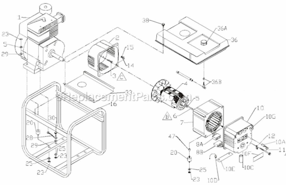 Page A Diagram and Parts List for PM052520202  Powermate Generator