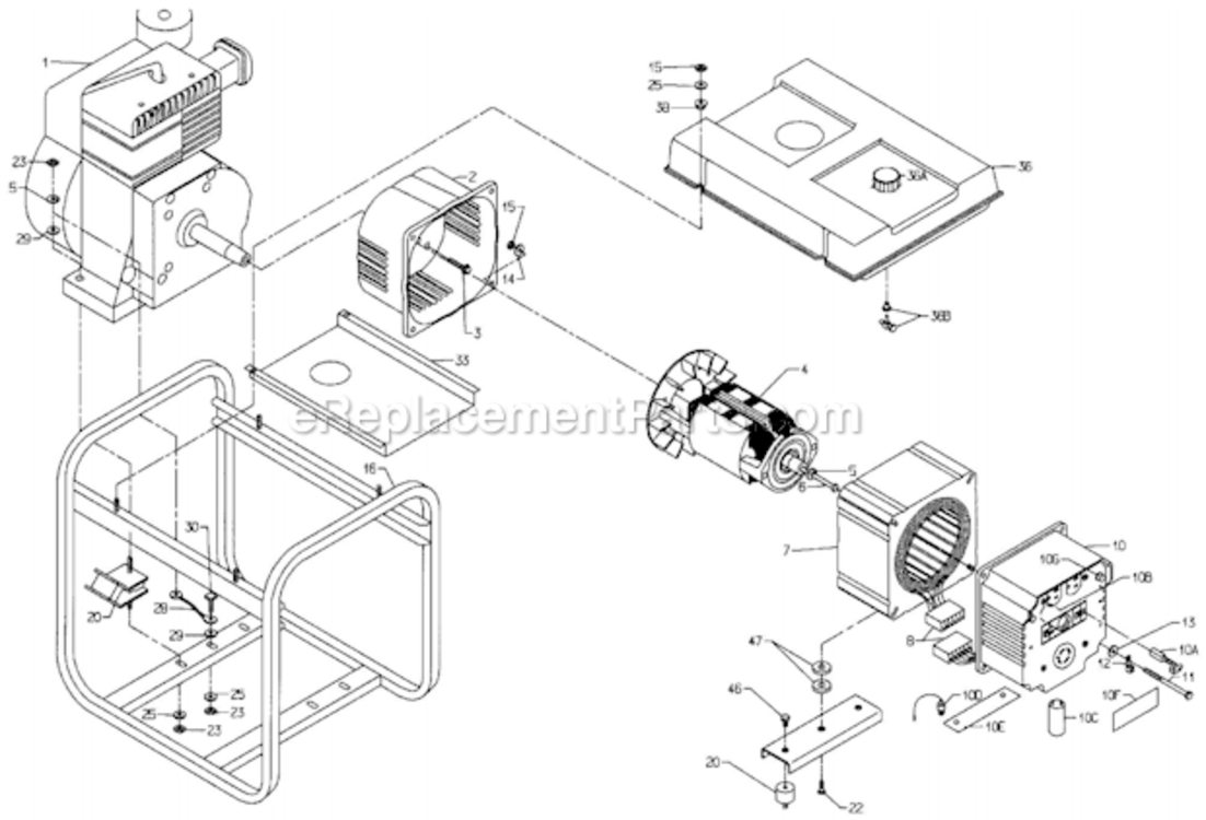 Page A Diagram and Parts List for PM0525202  Powermate Generator