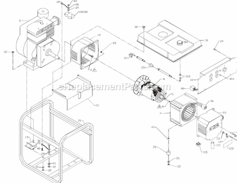 Page A Diagram and Parts List for PM052530018  Powermate Generator
