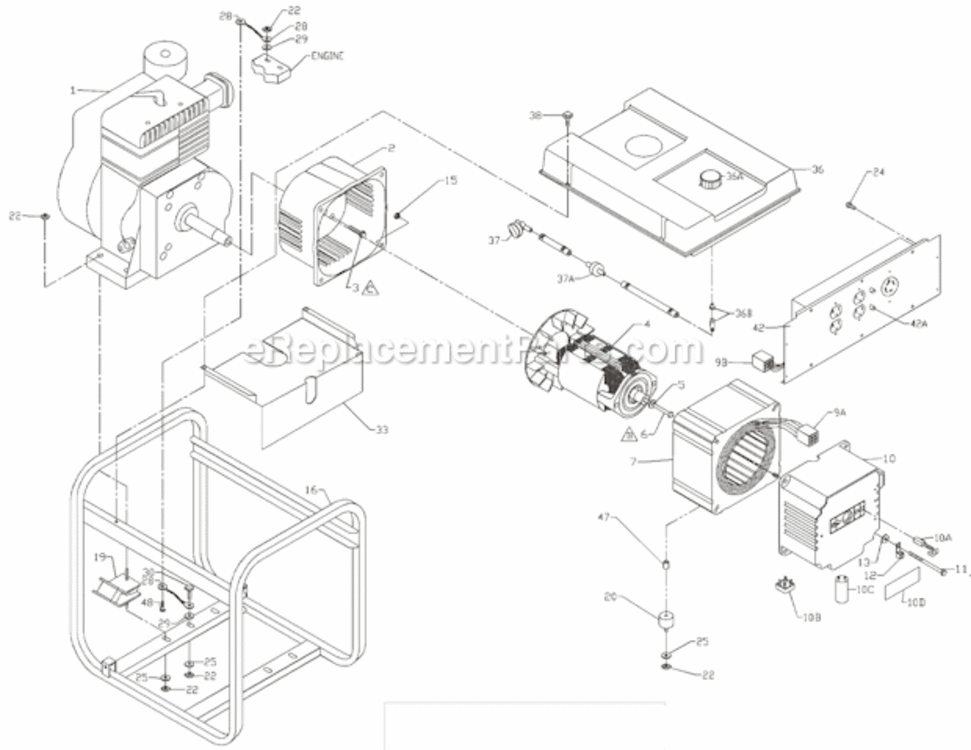Page A Diagram and Parts List for PM052530019  Powermate Generator