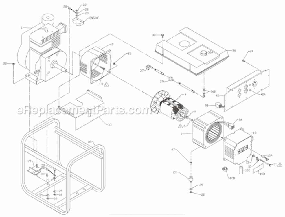 Page A Diagram and Parts List for PM052550001  Powermate Generator