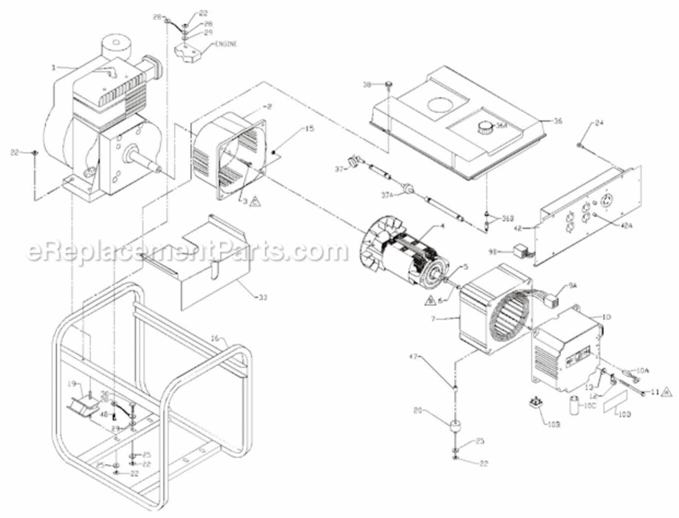 Page A Diagram and Parts List for PM0525500  Powermate Generator