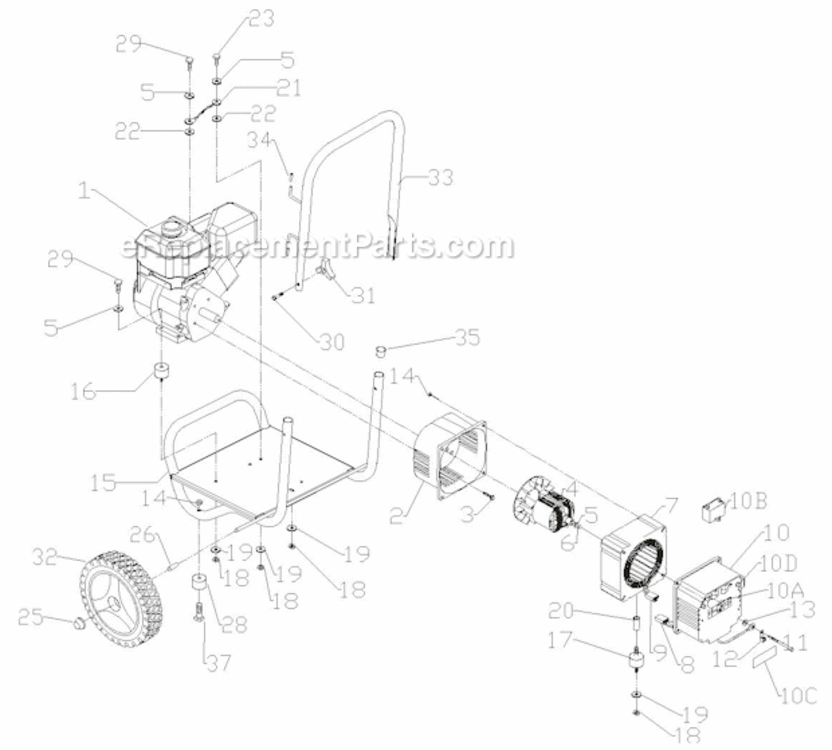 Page A Diagram and Parts List for PM054300017  Powermate Generator